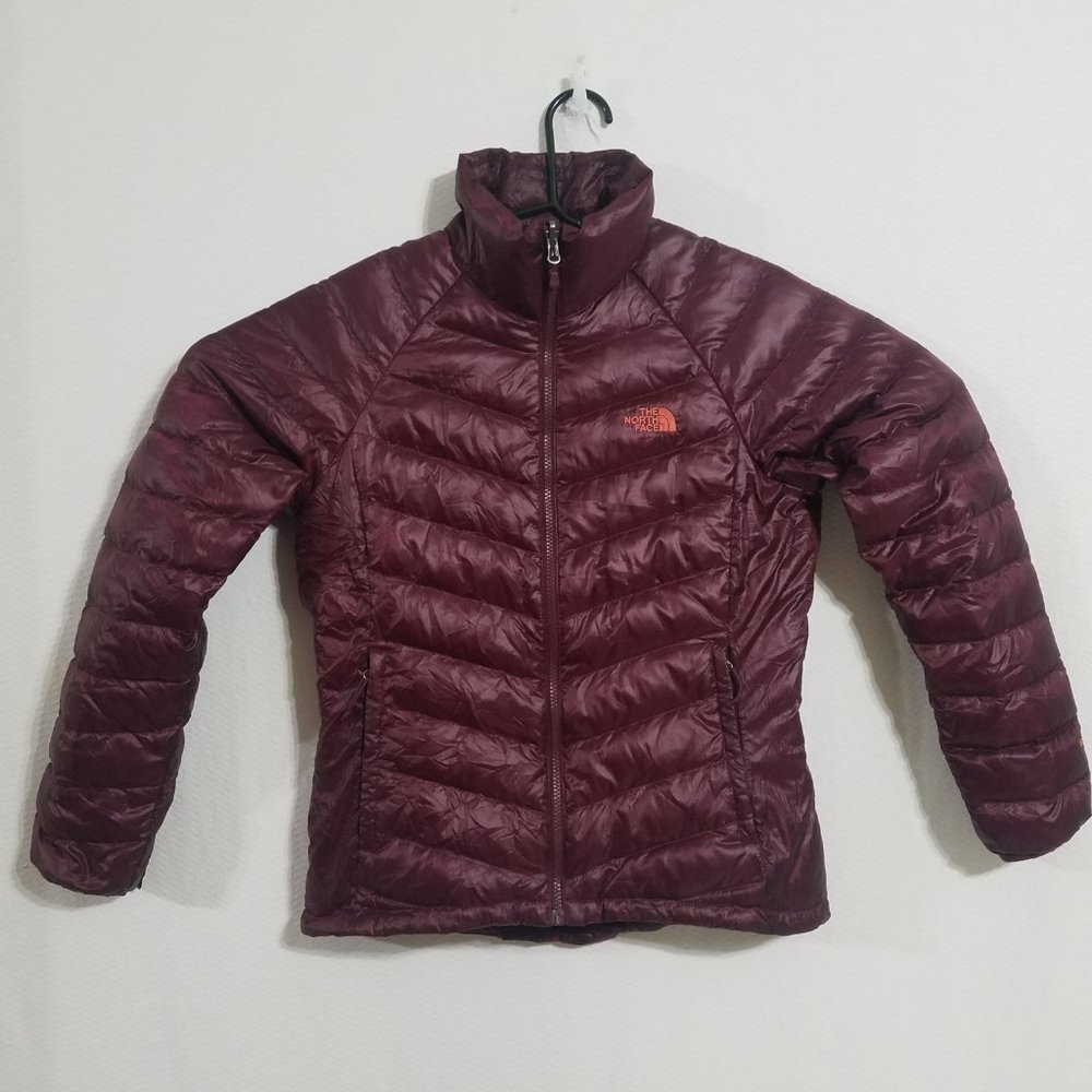 North Face Womens Medium Red 550 Puffer Jacket Winter Quilted Puff Bubble Coat